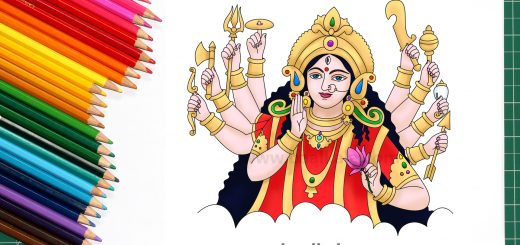 Maa Durga Painting | Easy Cartoon Drawings